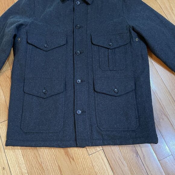 J. Crew Men’s Wool Blend Coat Size M Mackinaw Cruiser Style Dark Gray Excellent - Picture 4 of 13